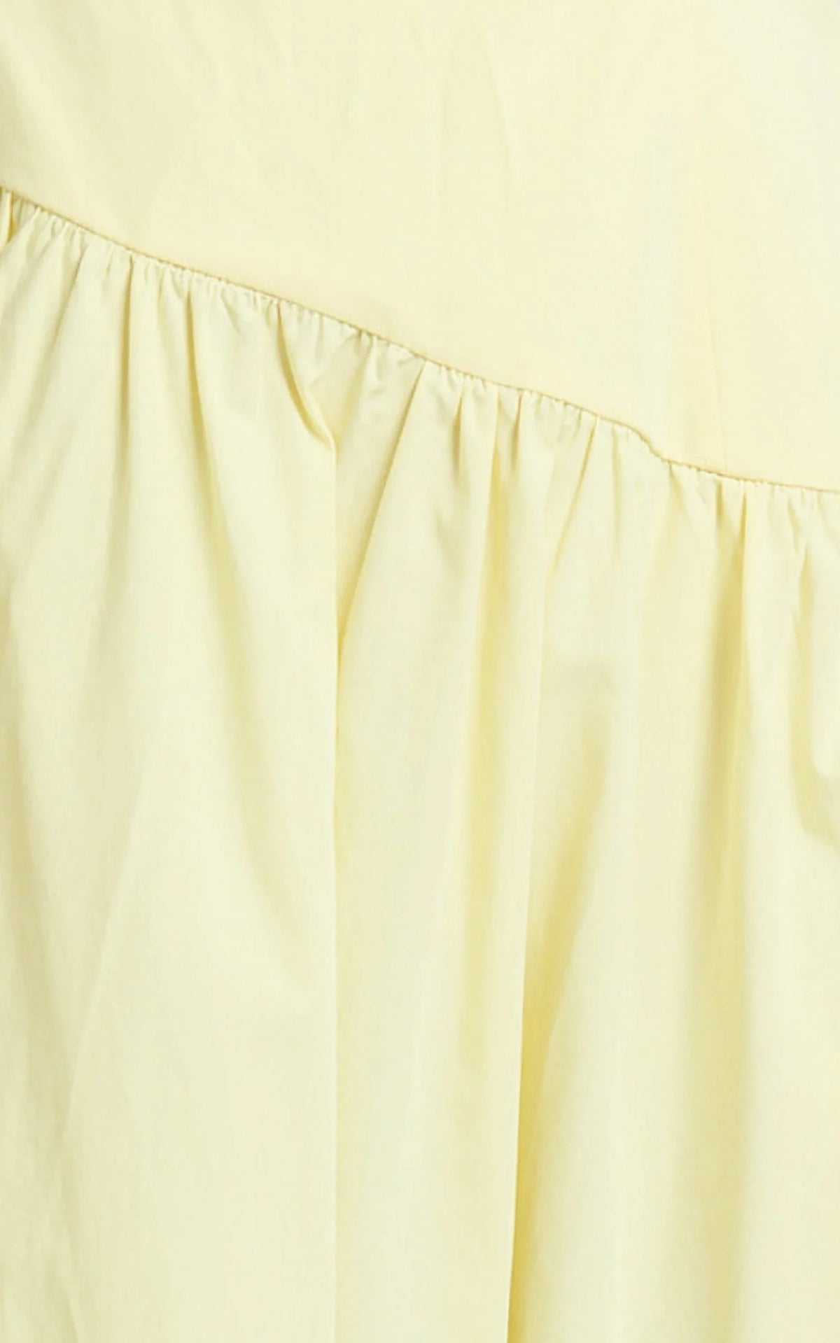 Myrtle Midi Dress - Straight Neck Curved Drop Waist Gathered Full Skirt Dress in Lemon