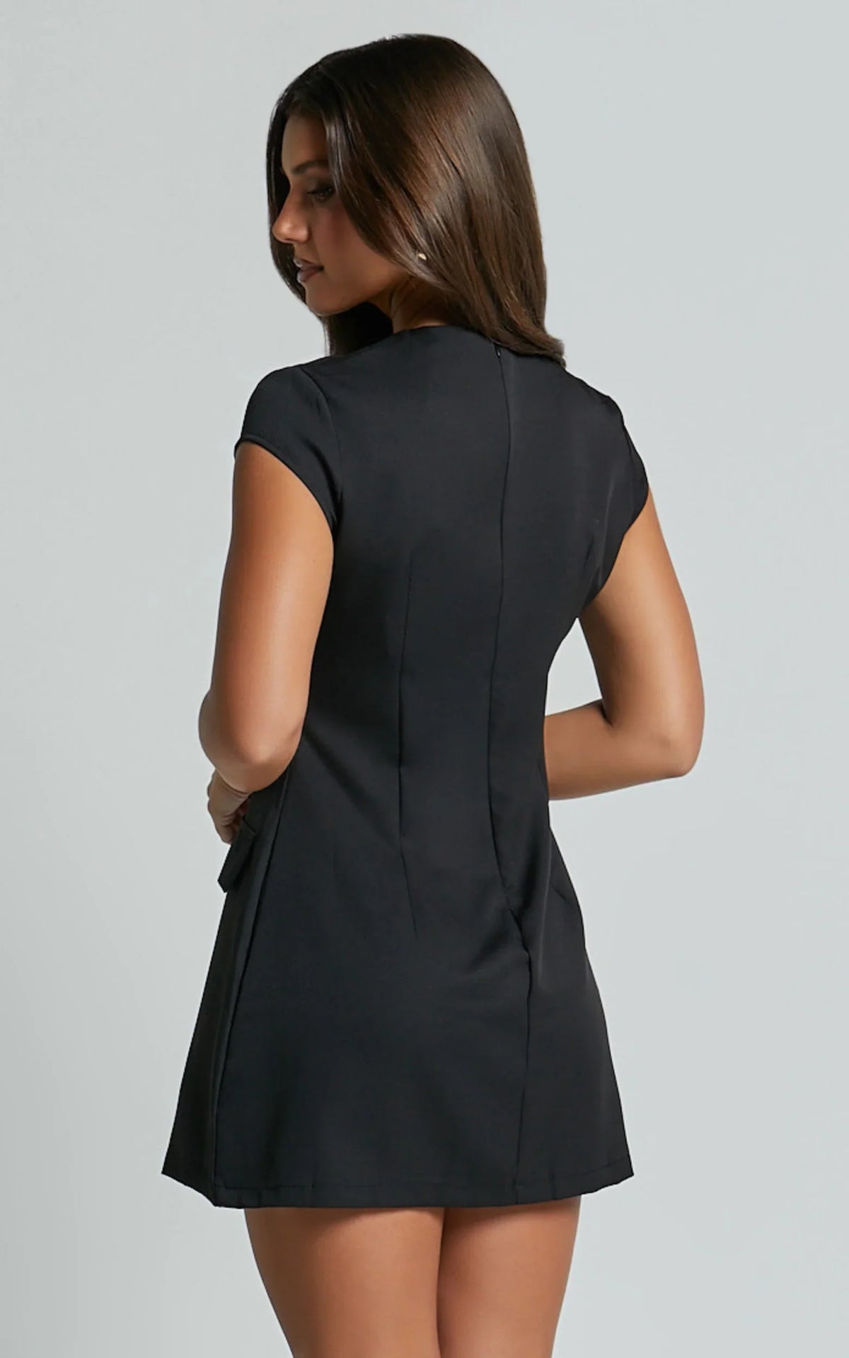 Wyatt Mini Dress - Short Sleeve A Line Dress in Black